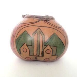 Artist Signed Peggy Baumgartner Hand Painted Gourd Bowl